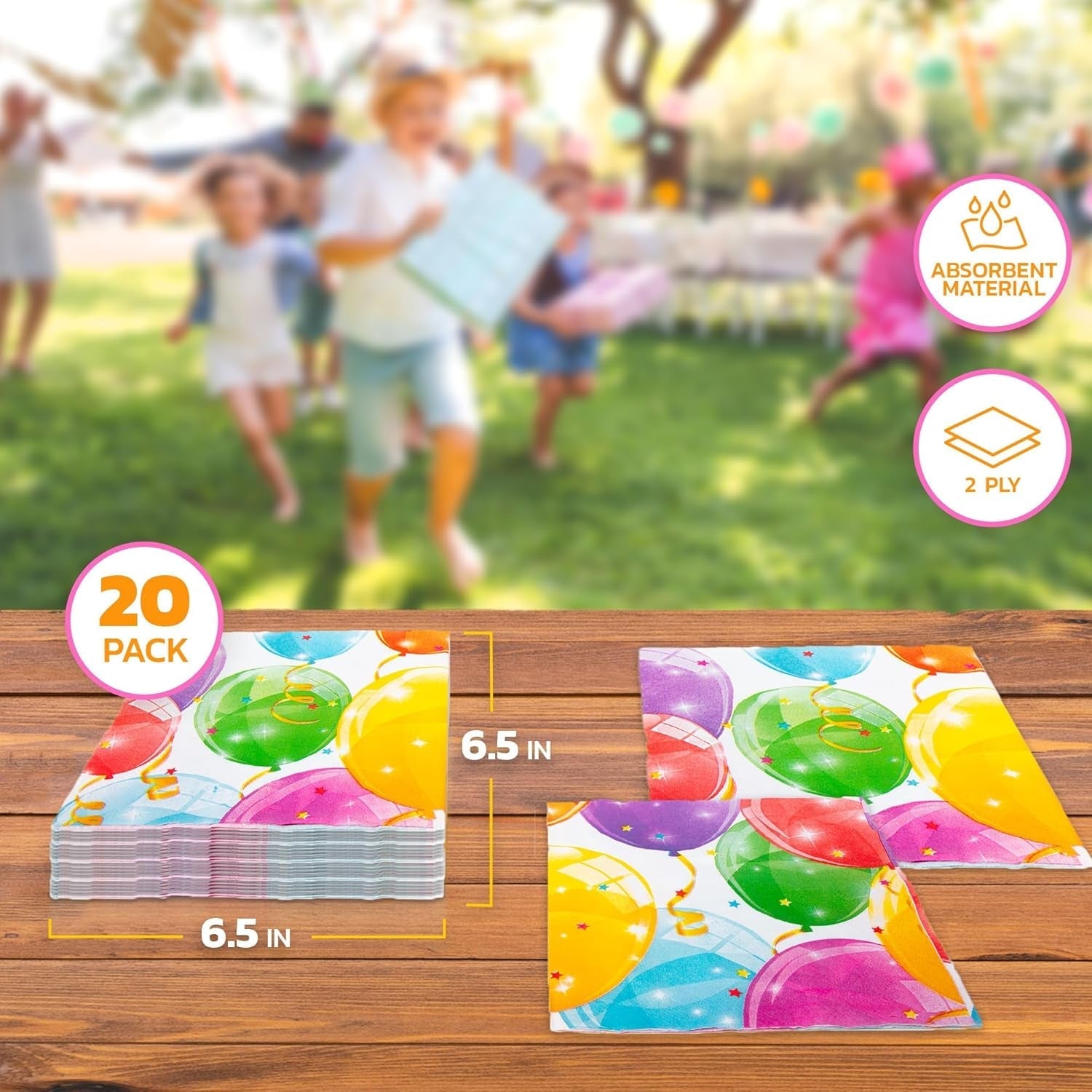 Procos 88150 - Șervețele, baloane Sparkling, 33X33Cm, 20 bucăți, zi de naștere, petrecere tematică, mediu