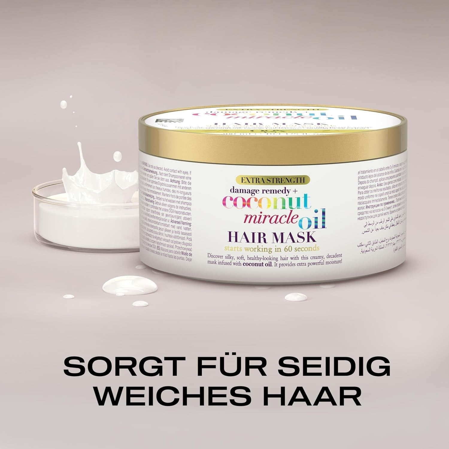 OGX Coconut Miracle Oil Hair Mask, mască de păr hidratantă pentru păr uscat, tratament hrănitor pentru păr cu ulei de nucă de cocos și extract de vanilie, îngrijire anti-frizz pentru îngrijirea optimă a buclelor (300 g) Masca de par Naty Shop