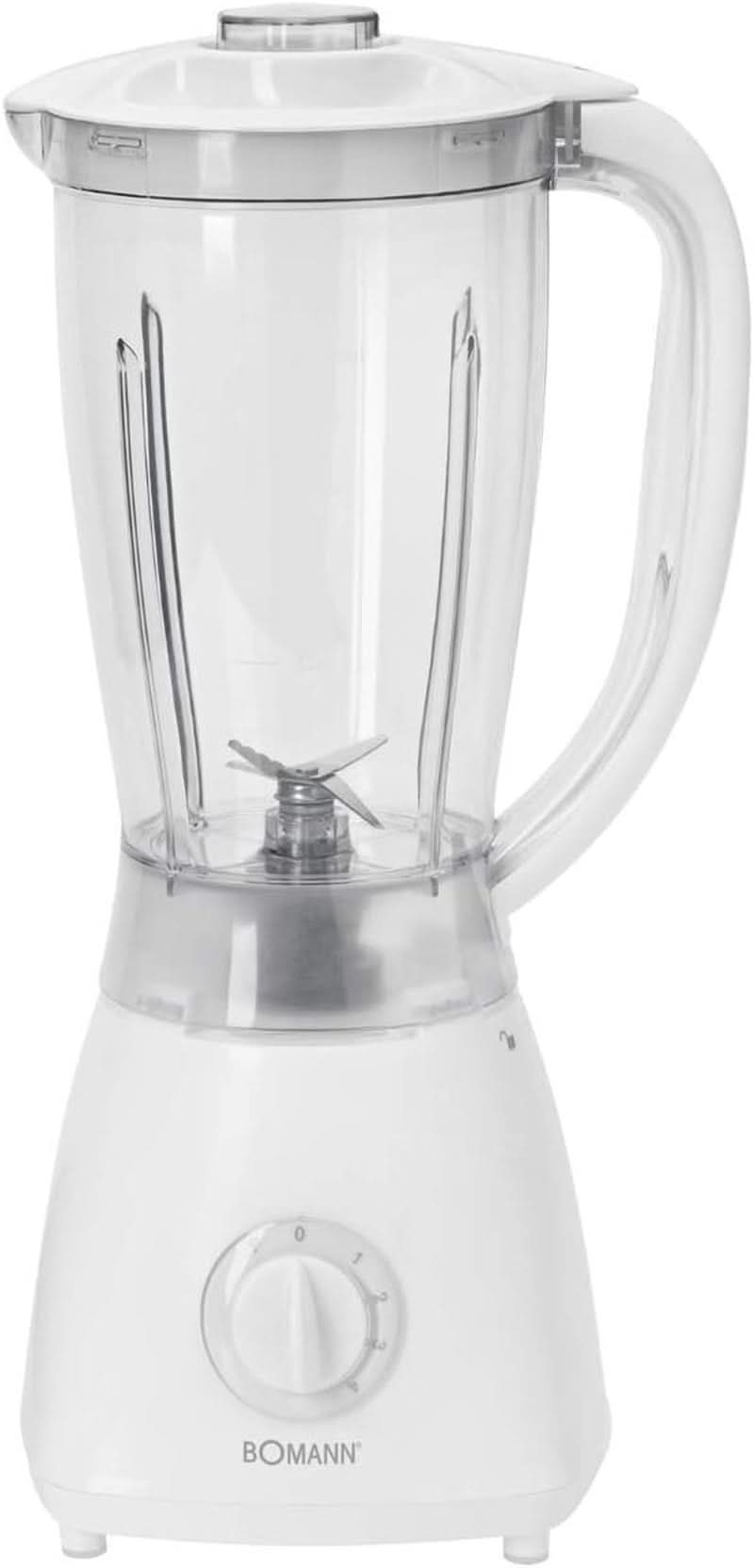 Bomann 378 CB Universalmixer Zum Pürieren, Schlagen, Zerkleinern, Shaken Und Mixen, Ice Crush-Funktion, Kraftvoller 500 Watt-Motor, Abnehmbarer Mixbehälter Mit 1,5 Liter, Edelstahlmesser, Weiß, UM 378 CB Kitchen Naty Shop