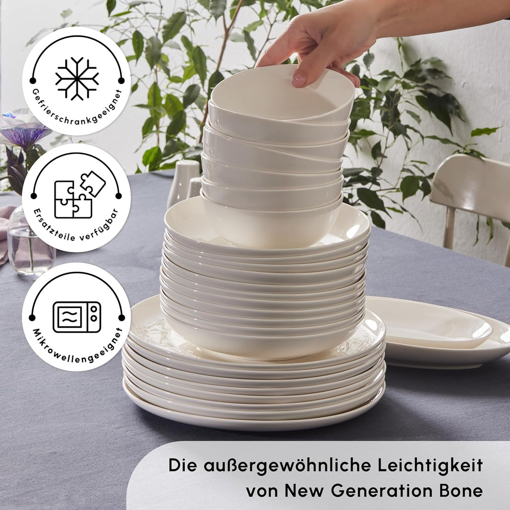 Set de veselă Karaca Allure pentru 12 persoane, New Generation Bone - Set rafinat pentru o cultură a mesei sofisticată