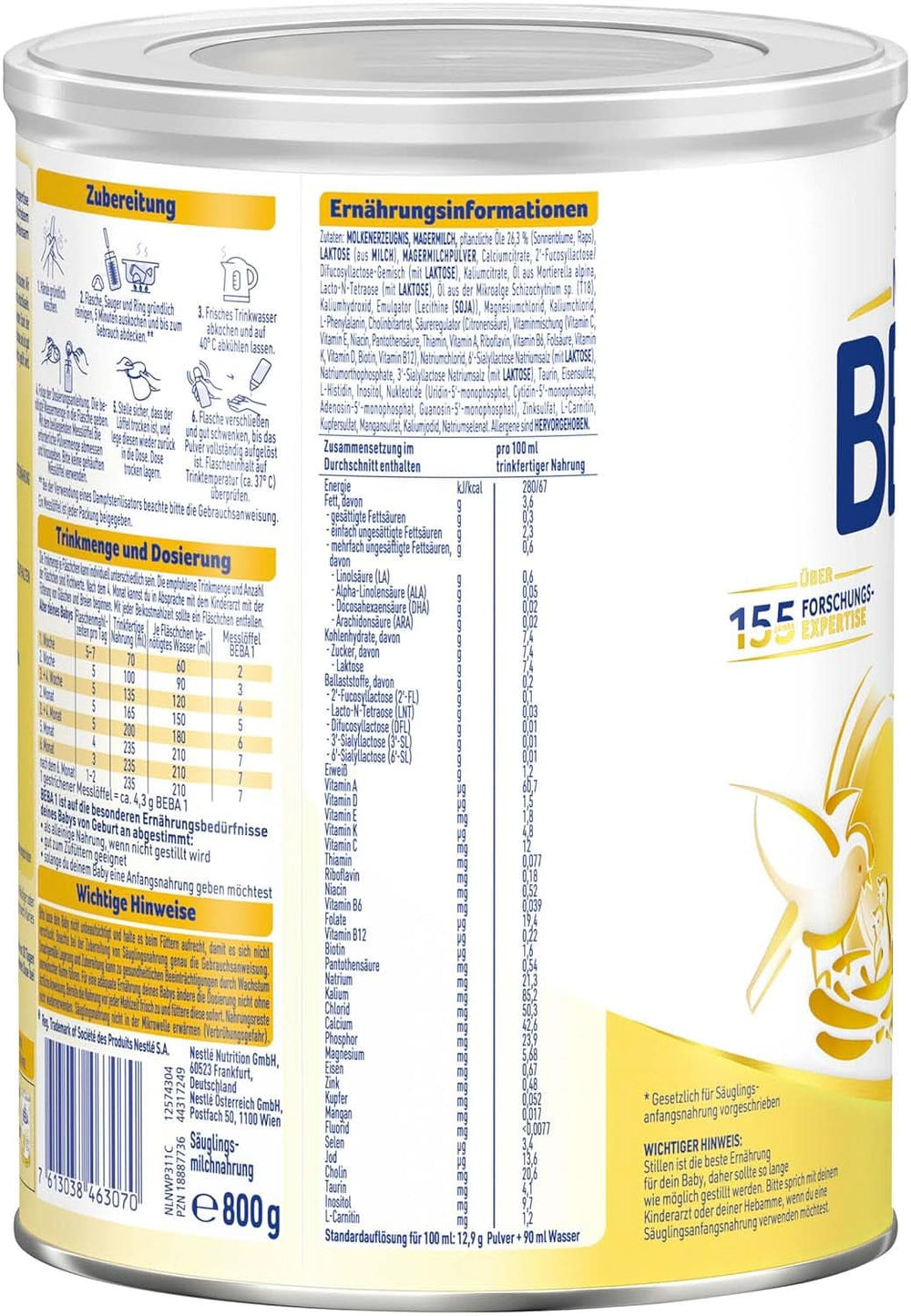 BABY 1 mleko początkowe od urodzenia, tylko laktoza, bez oleju palmowego, opakowanie 3 (3 x 800 g) Matka i Dziecko Naty Shop