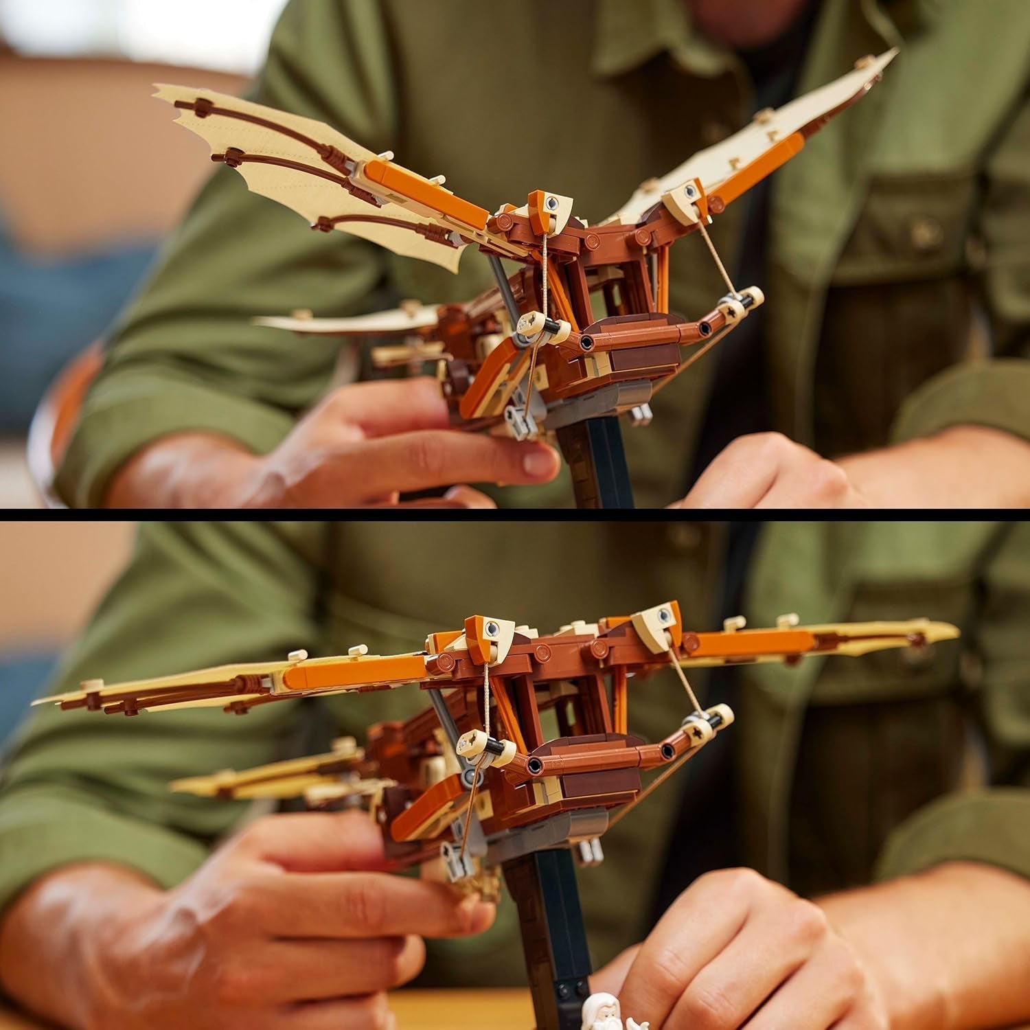 LEGO Icons Latająca maszyna Leonarda Da Vinci z trzepoczącymi skrzydłami - Zawiera minifigurkę i stojak - Zestaw do budowania dla dorosłych - Zestaw do dekoracji domu - Pomysł na prezent - 10363 Zestawy do budowania Besuche den LEGO-Store