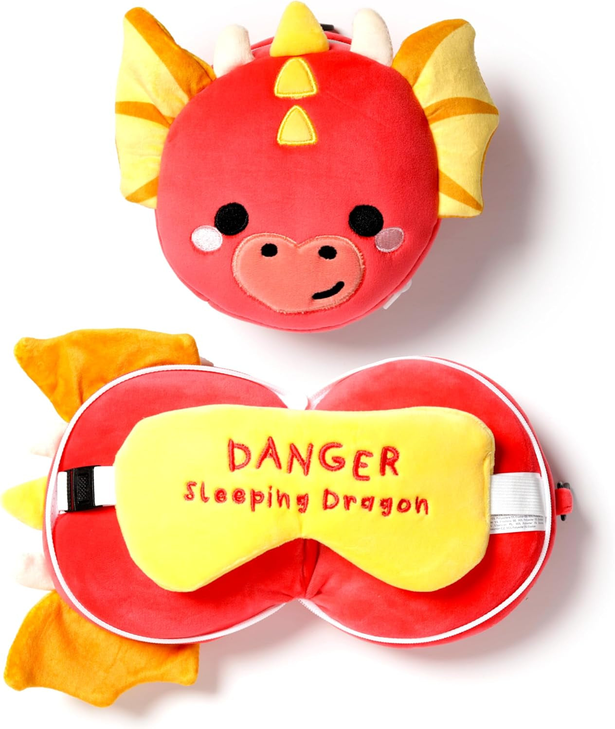 Puckator Relaxeazzz Adoramagics pernă de călătorie rotundă din pluș și mască de ochi cu motiv de dragon - mască de somn din pluș pentru avion - pernă de zbor pentru copii și adulți - mască de somn drăguță Perne calatorie Naty Shop Titlu implicit