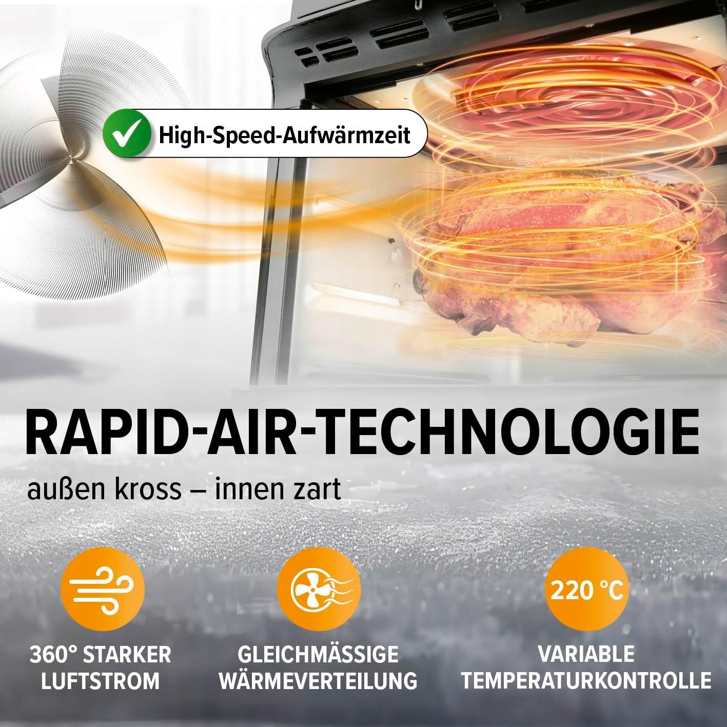 Gourmetmaxx Friteuză digitală cu aer cald XXL, 9 litri, 8 programe, 1800 W Electrocasnice Naty Shop