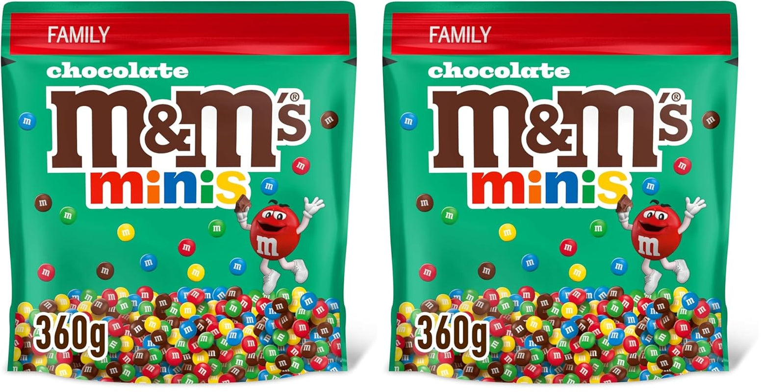 M&M's Chocolate Minis, Czekolada, 1 x 324g, Soczewica Czekoladowa (324g) (2 sztuki w opakowaniu)