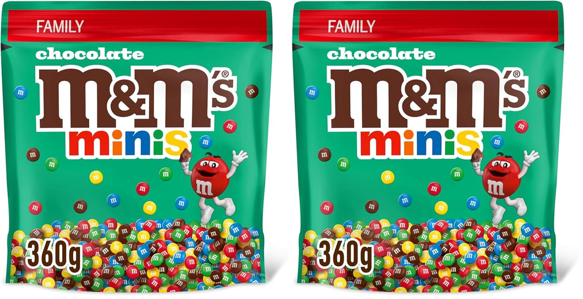 M&M's Chocolate Minis, Czekolada, 1 x 324g, Soczewica Czekoladowa (324g) (2 sztuki w opakowaniu)