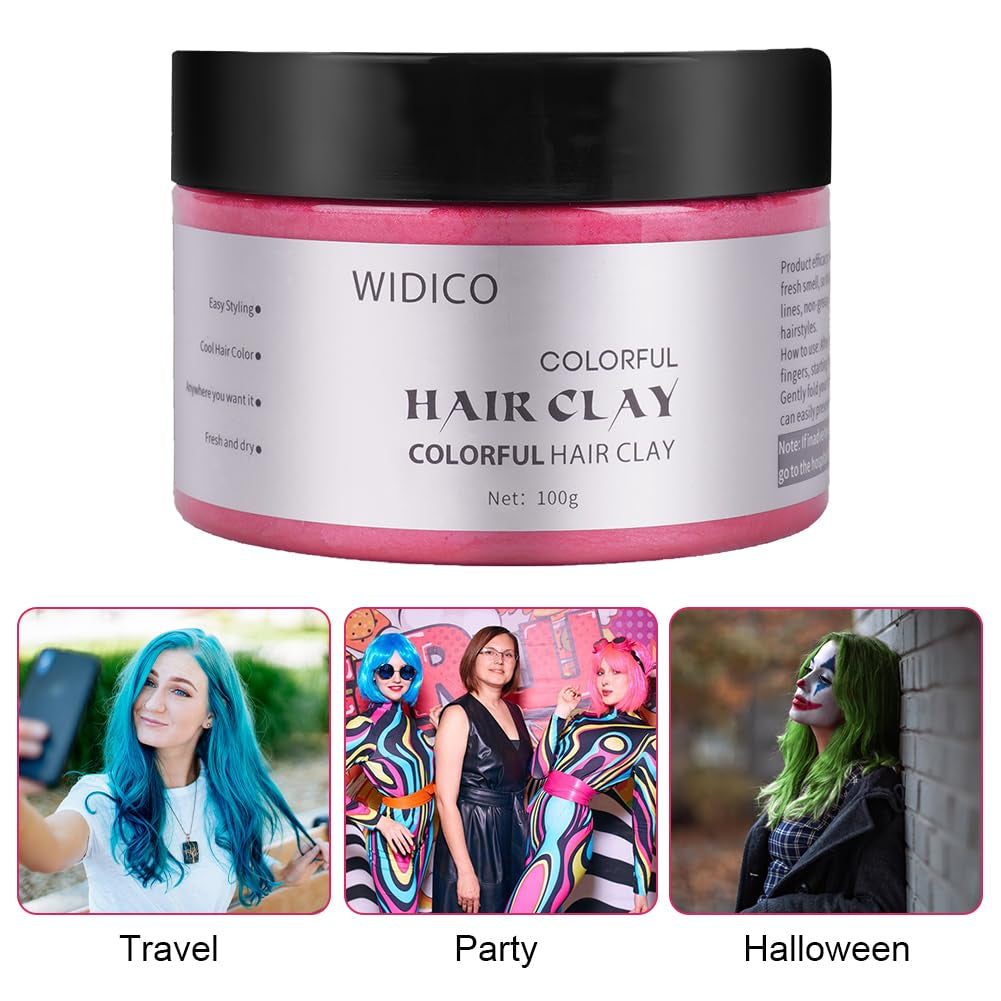 Ceară temporară pentru păr, ceară de culoare a părului lavabilă pentru bărbați, femei, ceară de păr, vopsea de păr, coafură naturală mată pentru petreceri, cosplay și Halloween-100g (roz) Vopsea pentru par Naty Shop