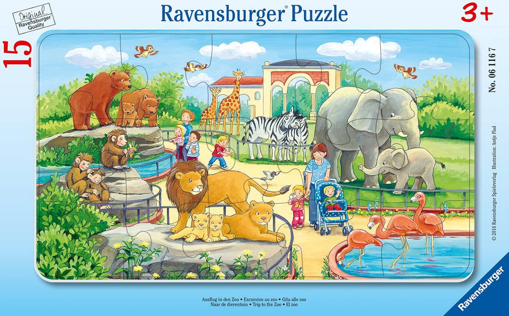 Puzzle dla dzieci Ravensburger - 06116 Zoo Trip - 15-częściowa ramka puzzli dla dzieci w wieku 3+ Puzzle Naty Shop Single
