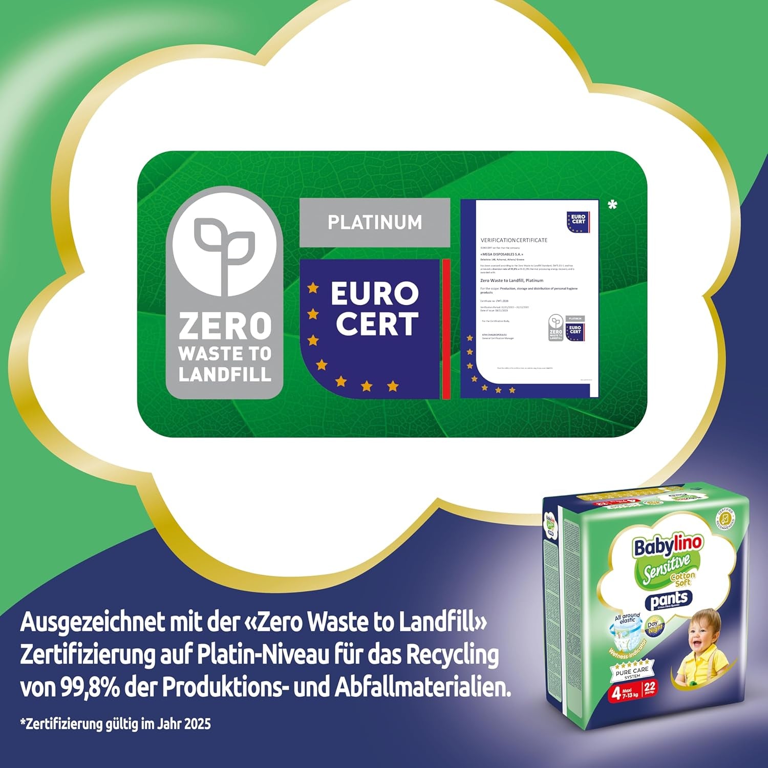 Pieluszki Sensitive Cotton Soft, rozm. 4, Spodnie Maxi (7-13 kg), 22 sztuki