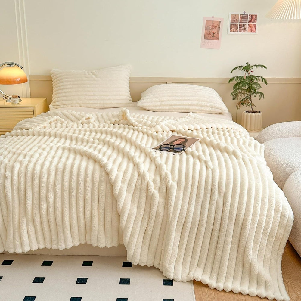 Wygodny Koc 200X230 Cm - Ciepły i puszysty koc na łóżko i narzutę na sofę Kocyk dla mamy, kobiety i dziewczyny (beżowy, 200X230Cm) Łóżka i koce KEAYOO