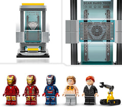 LEGO Marvel Laboratorium Iron Mana: Zbroja Zbroi — zabawka superbohatera z figurką mecha, 5 minifigurek, w tym Aldrich Killian — prezent Avengers dla chłopców i dziewcząt w wieku od 8 lat 76315 Zestawy do budowania Beuche den LEGO-Store