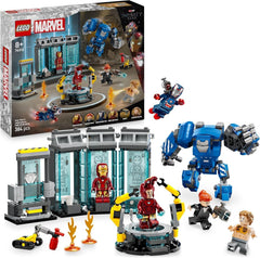 LEGO Marvel Laboratorium Iron Mana: Sala Zbroi — zabawka superbohatera z figurką mecha, 5 minifigurek, w tym Aldrich Killian — prezent Avengers dla chłopców i dziewcząt w wieku od 8 lat 76315 Zestawy do budowania Beuche den LEGO-Store Default Title