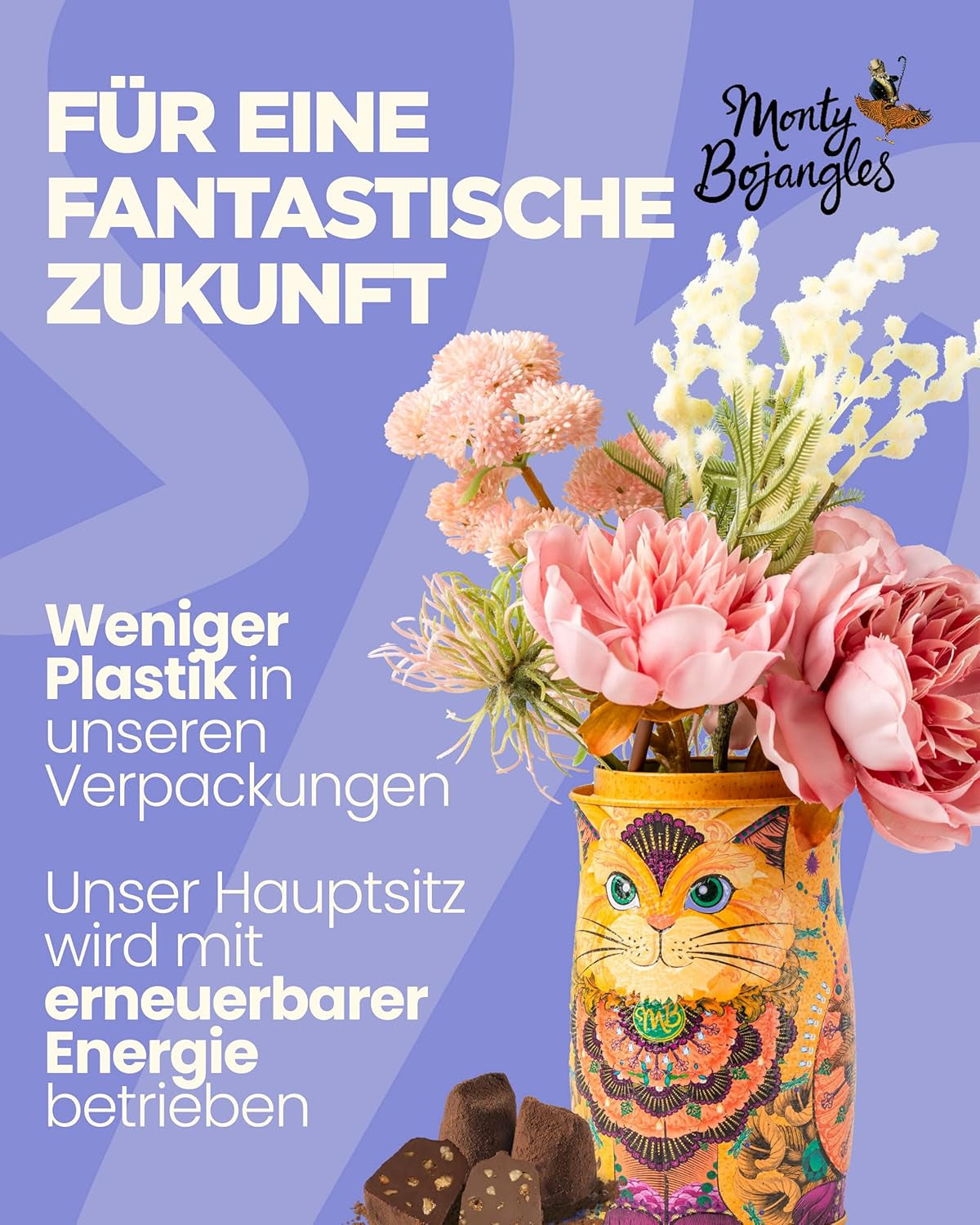 Monty Bojangles Savanna Gold Chocolate Trufle (135g) Praliny w proszku kakaowy Zestaw upominkowy w indywidualnym kształcie kota Pudełko kolekcjonerskie Flutter Scotch Flavor