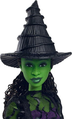 Mattel Wicked Elphaba Fashion Doll i akcesoria z zieloną skórą, czarnymi warkoczami, różnymi możliwymi pozami i wyglądem wydłużanej sukni balowej, HXT62, [wielokolorowe] lalki Naty Shop