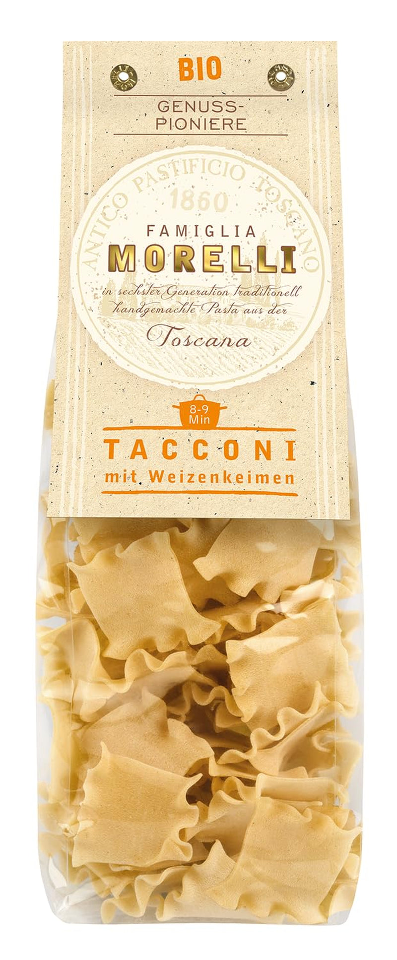BioGourmet Pappardelle z kiełkami pszenicy - Organiczny szeroki makaron do gulaszu i sosów - z dodatkowymi składnikami odżywczymi | 500 g Organiczne i wegańskie