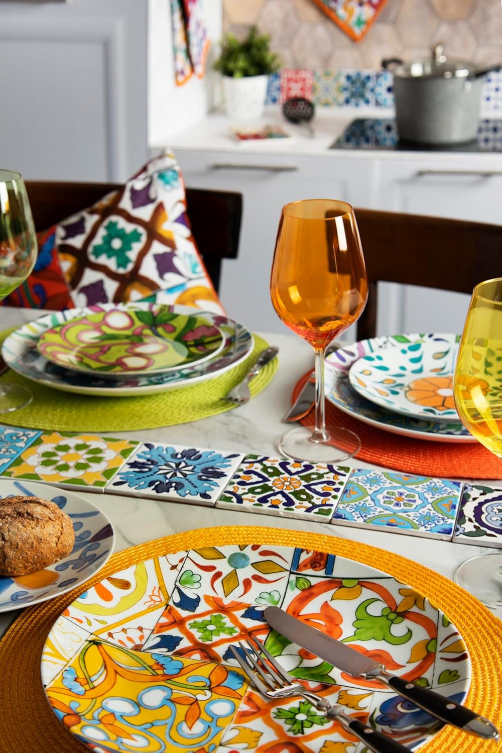 Excelsa Lisbona Tellerservice, 18-teilig, Porzellan und Keramik, mehrfarbig