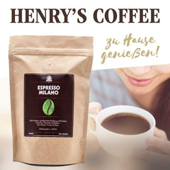 Henry's Espresso Milano 1000g - 100% Arabica - aromă intensă - prăjire artizanală - boabe de cafea