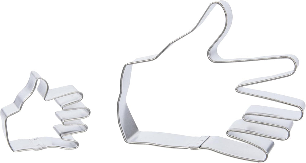 SC619 Forme de tăiat fursecuri și tort cu motiv de mână, dimensiuni mici și mari, asortate, oțel inoxidabil, argintiu, 10 x 2 x 9 cm, 2 bucăți