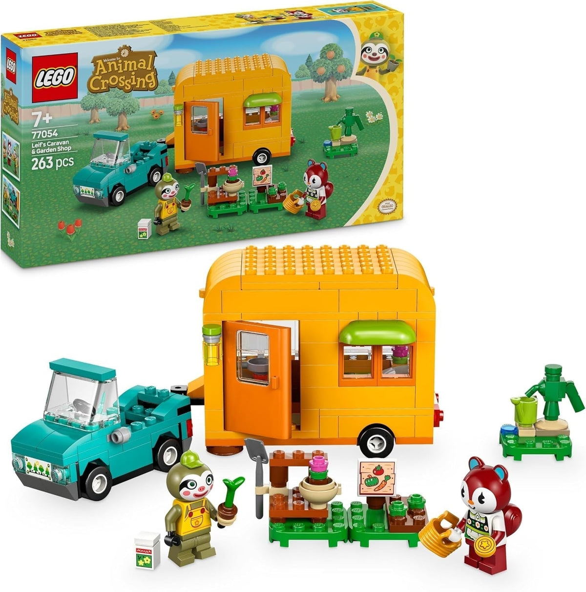 LEGO Animal Crossing Przyczepa i ogród Gerda do odgrywania ról Zestaw samochodzik dla dzieci 7-letnich dziewcząt i chłopców Prezent Figurka zwierzątko Gra wideo 77054 Zestawy do budowania Besuche den LEGO-Store Default Title