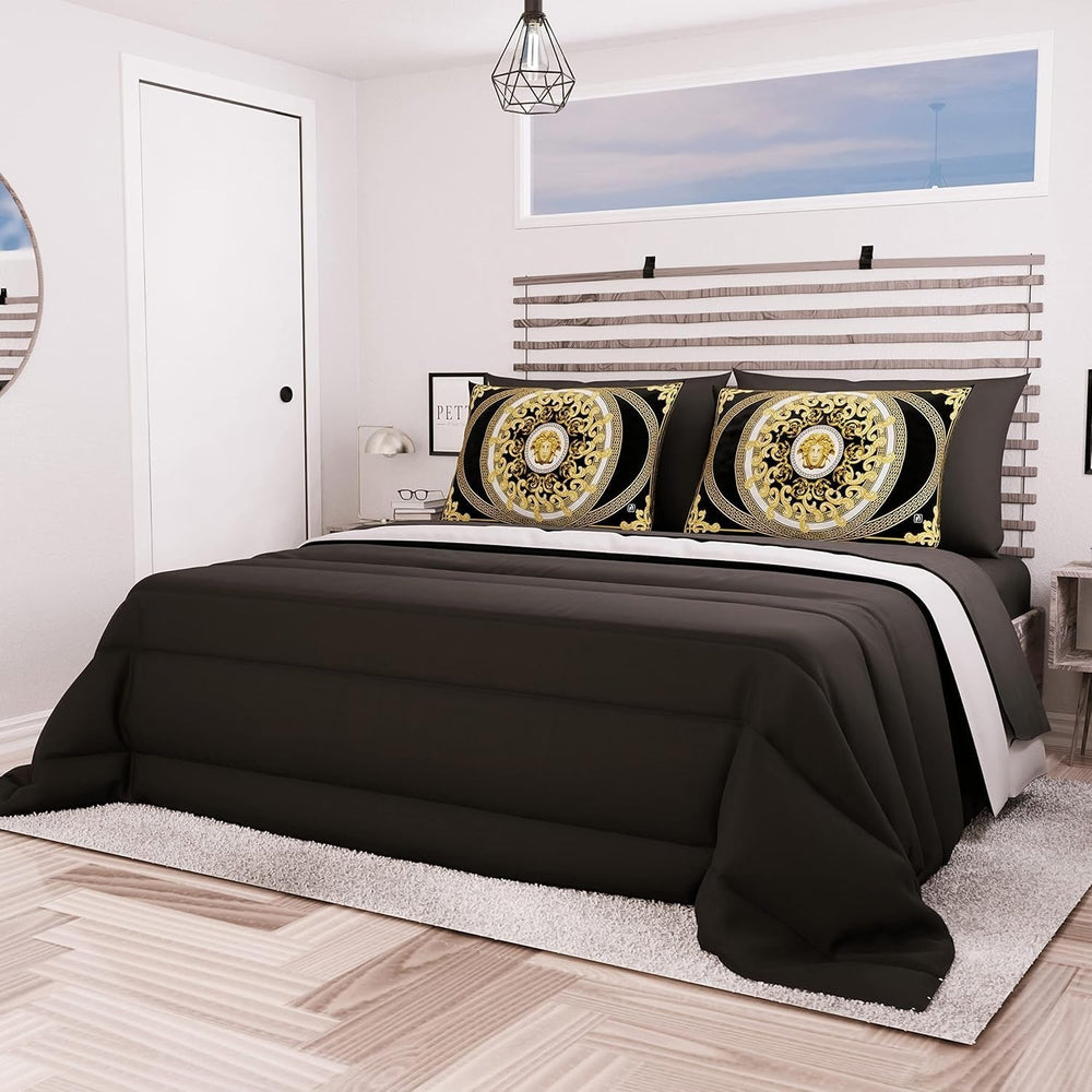 PETTI Artigiani Italiani - Koc zimowy na podwójne łóżko, maxi, monochromatyczny, dwustronny, biały, szary, 100% Made in Italy Kołdry i kołdry Naty Shop Black Piazza E Mezza Maxi (240X260 cm)