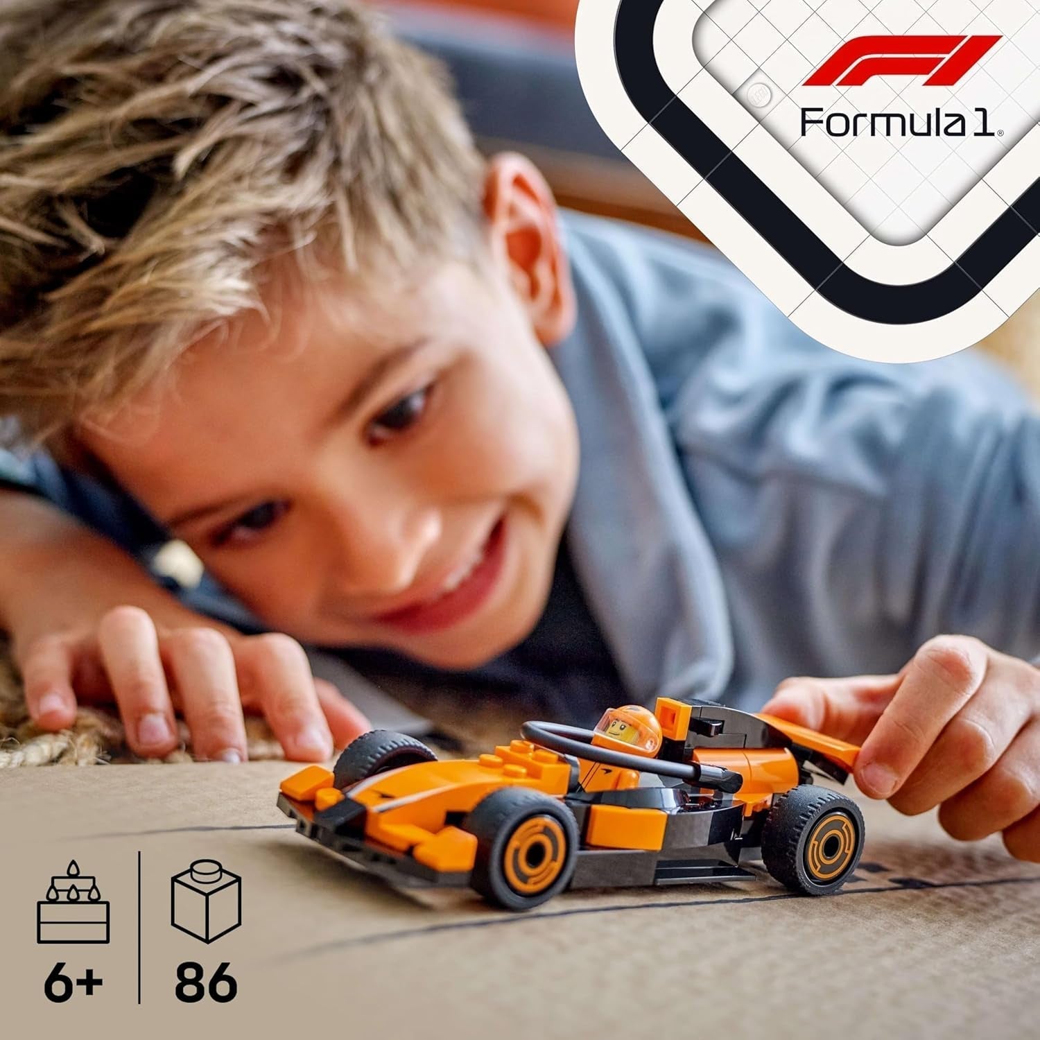 LEGO City Wyścigówka F1 z samochodem wyścigowym Mclaren — model zabawkowy Formuły 1 z samochodem wyścigowym i minifigurką — mały prezent dla chłopców i dziewcząt od 6 lat lub fanów sportów motorowych 60442 Zestawy do budowania Besuche den LEGO-Store