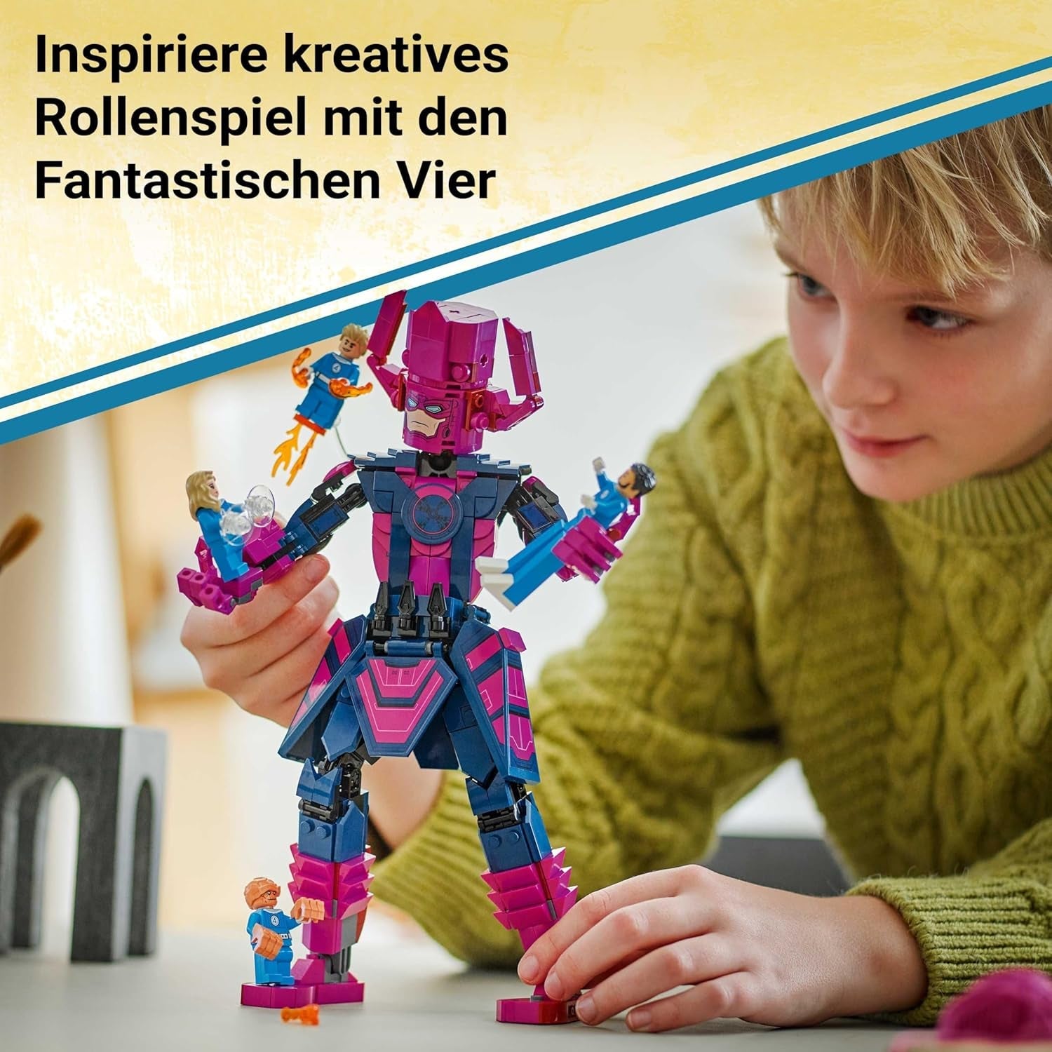 LEGO ǀ Marvel Fantastyczna Czwórka kontra. Galactus Baufigur - Bauset mit Superhelden - Zestaw ze rzeczą, niewidzialną kobietą i ludzką pochodnią - Kreatives Geschenk für Jungen und Mädchen - 76316