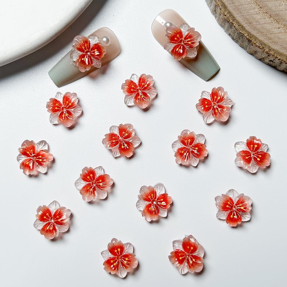 50Pcs 3D Blume Nagel Charms Nägel Zubehör Nageldesign Glitzersteine Nailart Strasssteine Flower Nail Charms Luminous Flower Nail Art Charms Bunte Blumen Deko Nagel Steinchen Flowers Nail Rhinestones