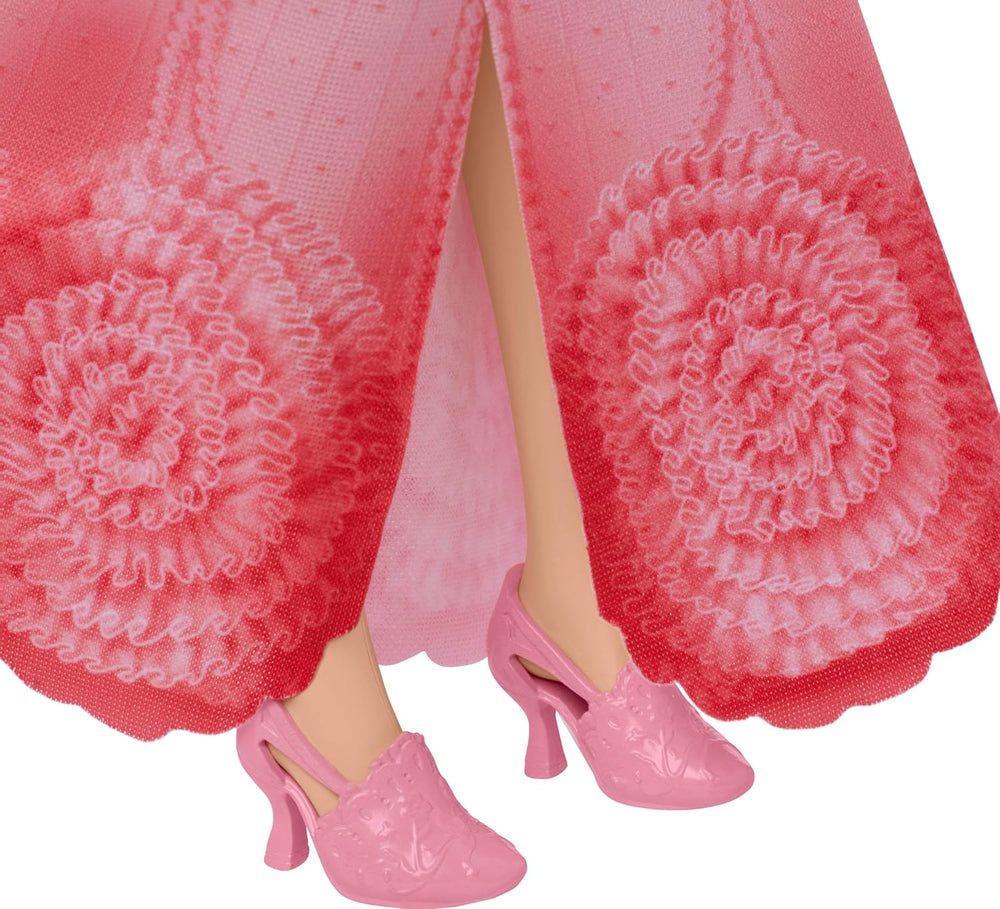 Păpușă cântătoare Mattel Glinda din Wicked and Accessories, articulată cu aspect inspirat din filme și ținută detașabilă, cântă „Loved by Us”, JLG49, roz