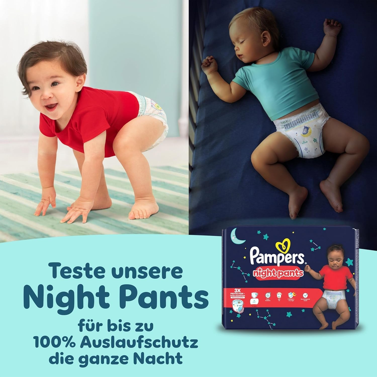 Pampers Premium Protection Pants Größe 6, 78 Windeln, 13kg-19kg, Mit 360° Fitform, 2x breiteren Bundchen als vorher für Komfort & Schutz + 10 Stück Pampers Aqua Baby-Weuchttücher entalten