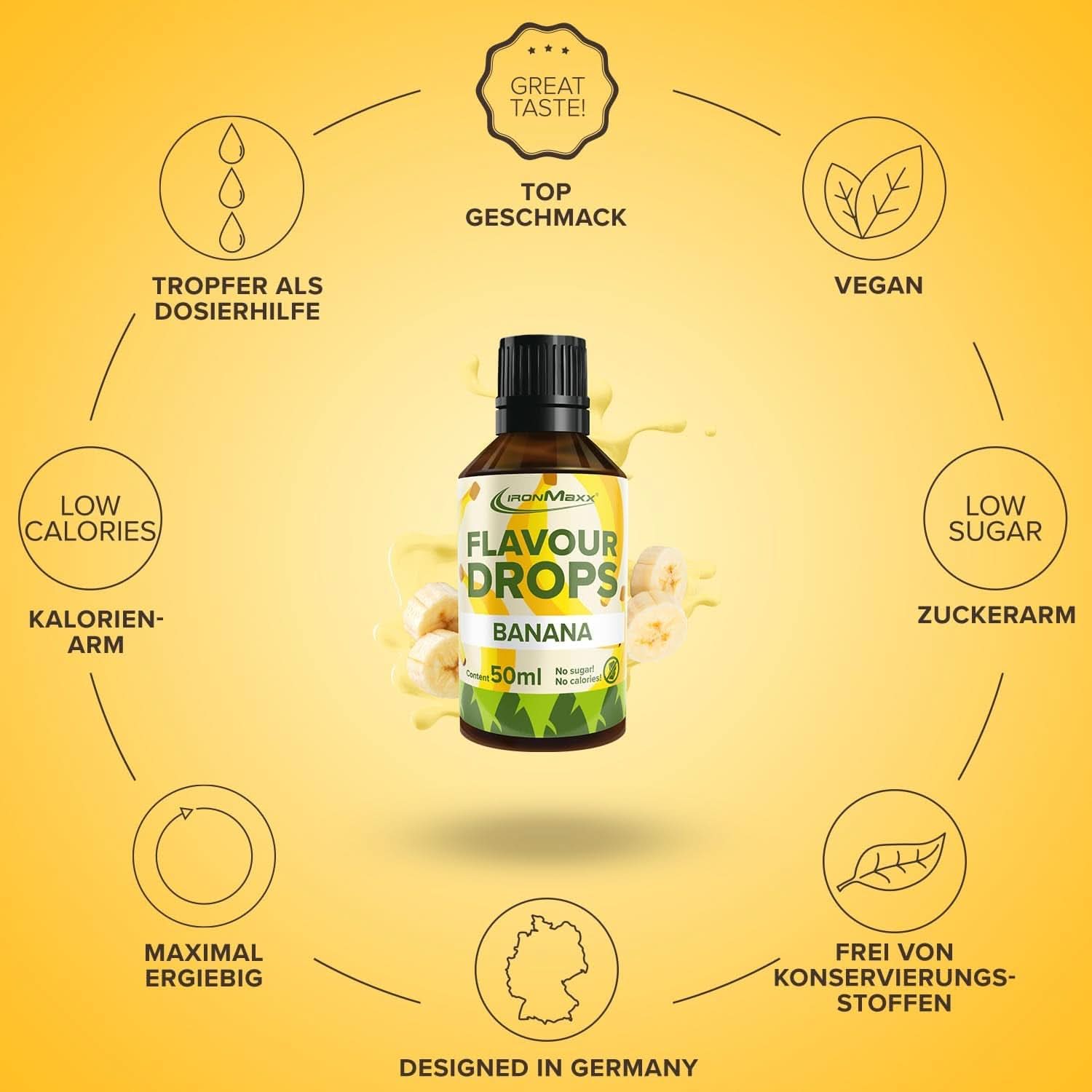 Krople smakowe Ironmaxx - Bez kalorii i bez cukru, 50 ml Smaki Naty Shop