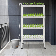 Zestaw do uprawy hydroponicznej ze 108 miejscami do sadzenia, 4 poziomy z pompą wodną. System hydroponiczny wykonany z rur PVC-U klasy spożywczej do warzyw domowych, balkonowych, ogrodowych i balkonowych.