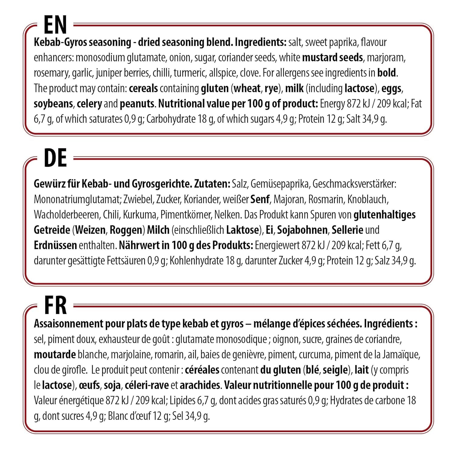 Prymat Gyros Gewürzmischung 900g – aromatyczna, pikantna mieszanka do dań Döner, Kebab, Kurczak, Jagnięcina i Grill – idealna do grillowania, pieczenia i przyprawiania śródziemnomorskich dań mięsnych