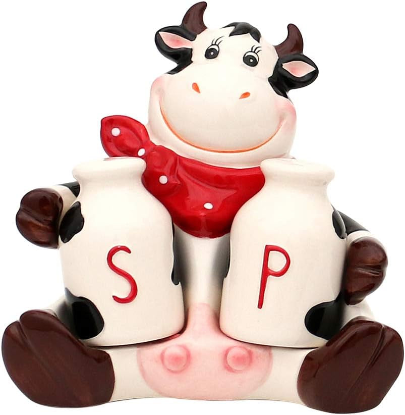 Dekohelden24 cutie de depozitare ceramică vacă, aprox. 12 x 11 x 20.5 cm, 20 Cutii depozitare alimente Naty Shop Set de 3