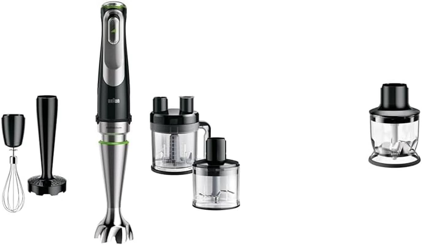 Braun Multiquick 9 MQ 9147X – Mit Stabmixer 5 w 1 Mit Standmixer-Aufsatz, Zerkleinerer, Kartoffel- & Gemüsestampfer & Schneebesen, Stufenlose Geschwindigkeitssenstellung, 1200 W, Schwarz/Edelstahl Kitchen Naty Shop Bundle Mit Zerkleinerer Aufsatz Mqs 200 Bk 5-w-1 Inkl. Küchenmaschinen-Aufsatz
