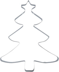 Formă de biscuiți Zenker XL pentru Crăciun – Formă de biscuiți în formă de brad de Crăciun pentru biscuiți delicioși și dulci – Formă de biscuiți 2 în 1 și cadru de copt din oțel inoxidabil, argintiu
