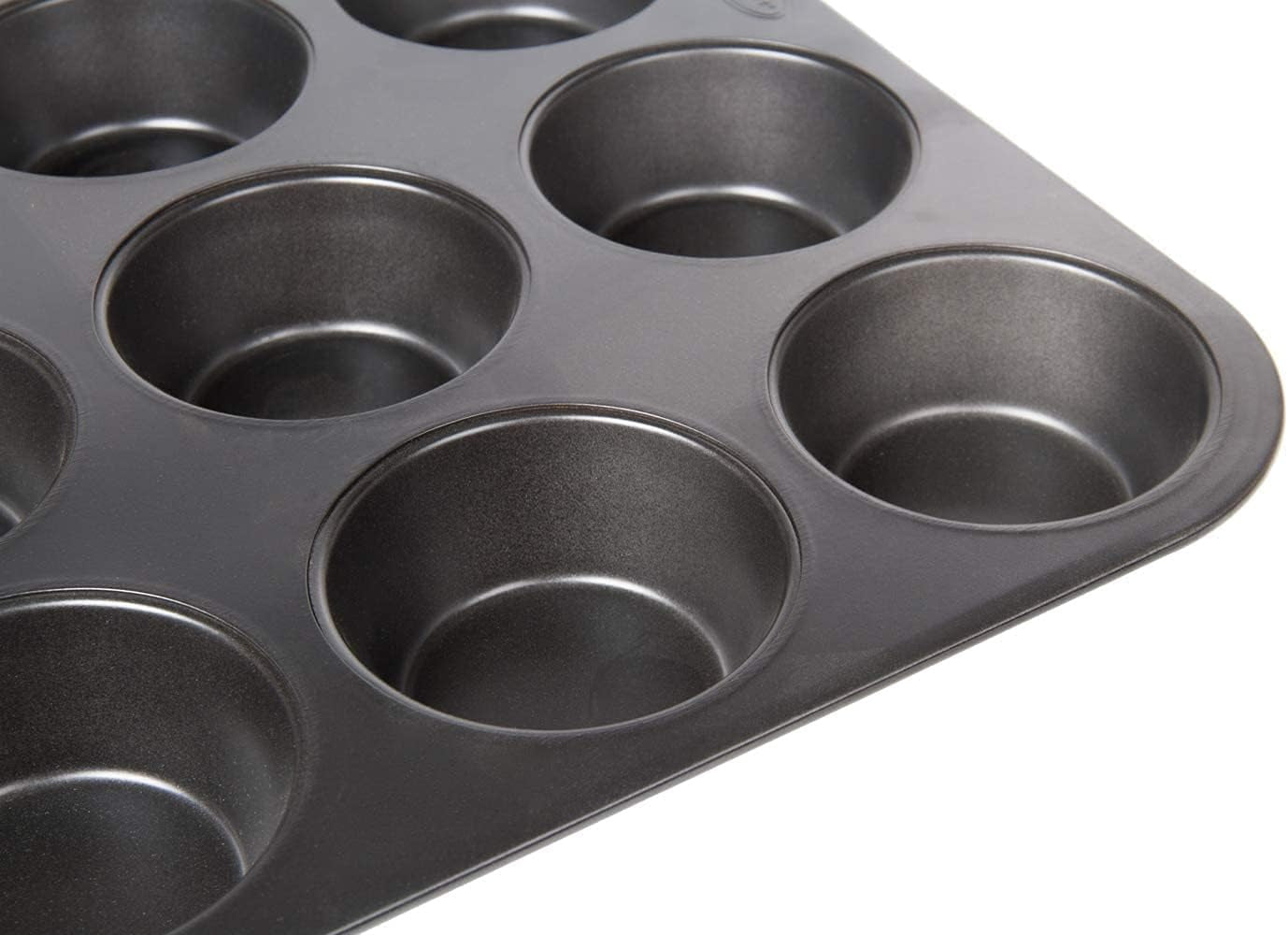 Wenco Muffinform 12Er Antihaft Backblech, Spülmaschinengeeignet, Karbonstahl – Muffinblech Für 12 Muffin – Hitzebeständig Bis 220°C, Schwarz Formy i blachy do pieczenia Naty Shop