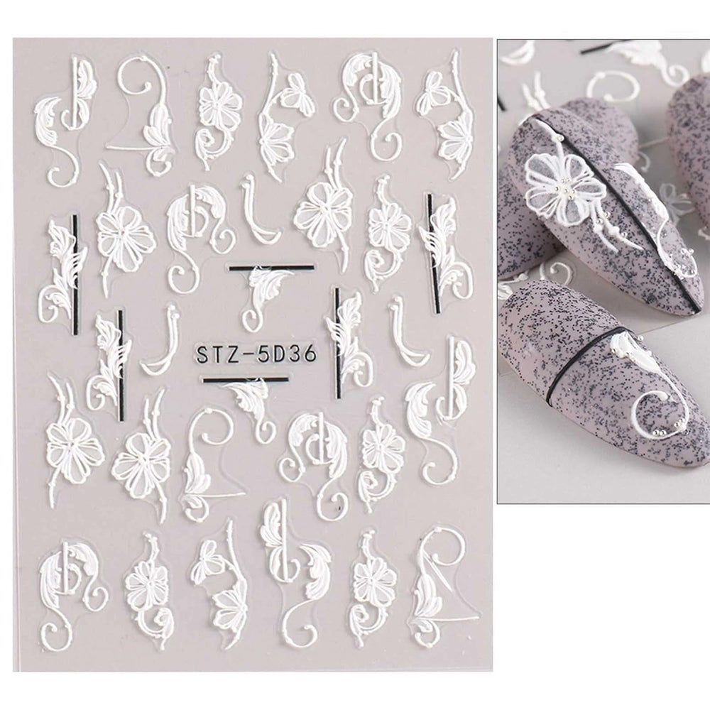 JMEOWIO 3D Nagelsticker Frühling Blume Nail Art Sticker Selbstklebend Nagelaufkleber 5D Stereoskopisch Buntes Sommer Blumen Dekoration Nageldesign Zubehör 4 Blatt