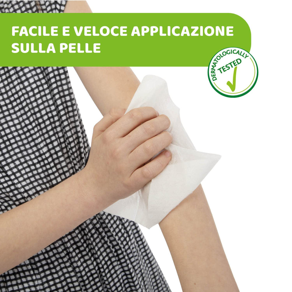 Chusteczki ochronne Chicco NaturalZ, 20 szt. Naturalna ochrona na lato z trawą cytrynową i eukaliptusem, ochrona na dzień i na noc.