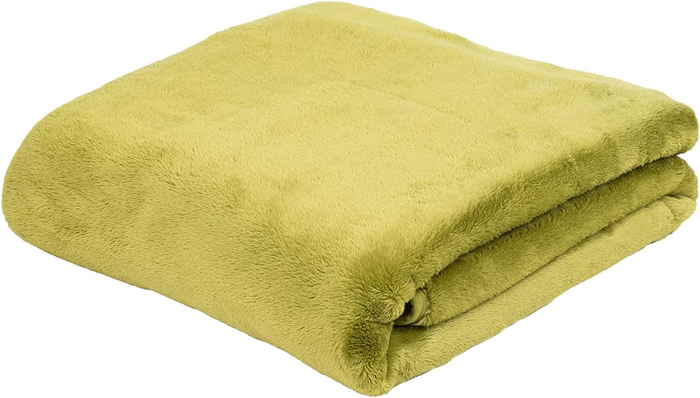Gözze - Wygodny koc Premium Cashmere-Feeling, 500 G/M², 180 x 220 cm - musztardowy Łóżka i koce Besuche den GÃ¶zze-Store Limonkowy 180 x 220 cm