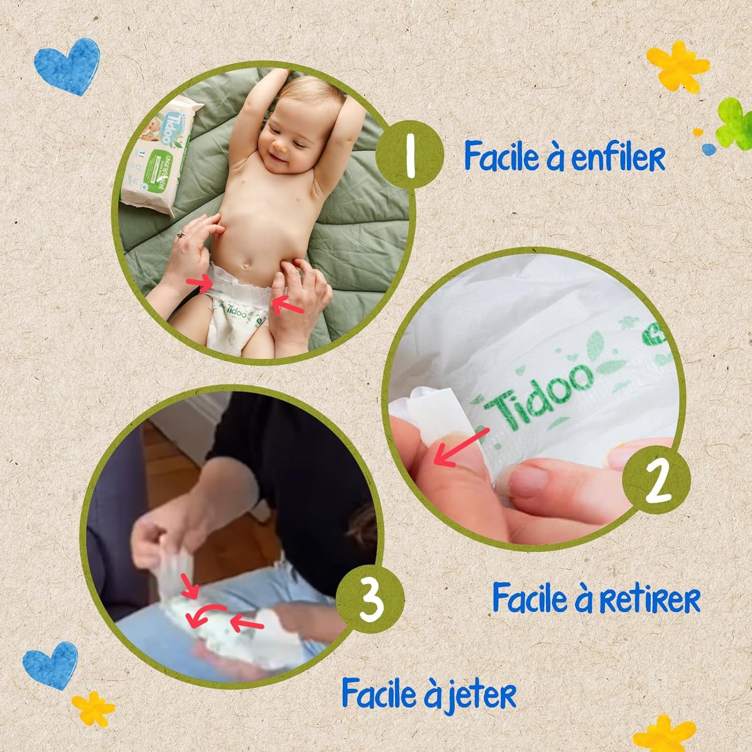 - Ökologische Diadeln, Größe 2 (3-6 kg) – natürlicher Ursprung, ohne Schadstoffe – 12 Stunden trocken, extrem saugfähig – hermestellung we Francji – 150 Einwegdiadeln – Opakowanie 1 miesiąc