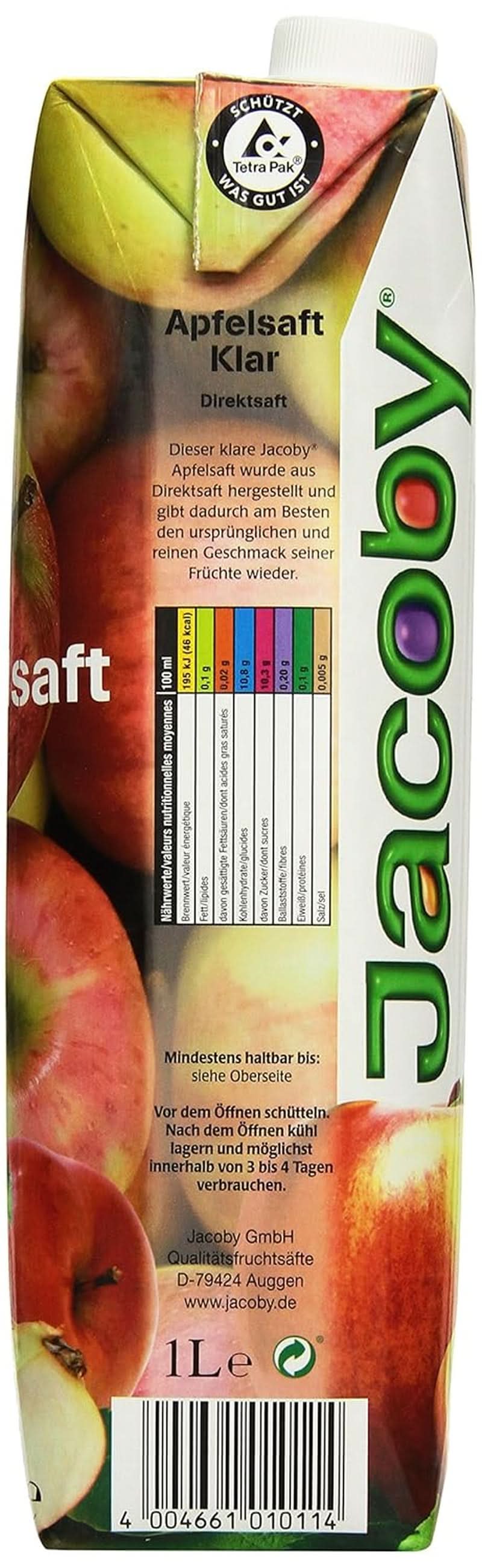 Jacoby 100% klarowny sok jabłkowy 6 x 1 litr Napoje bezalkoholowe Naty Shop