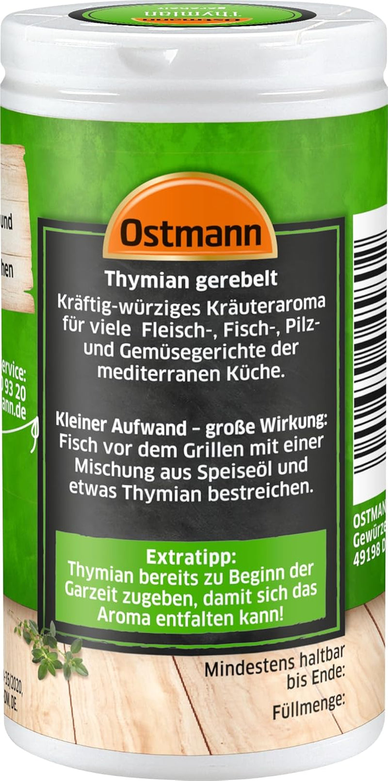 Ostmann Thyme gerebelt 15 g Thyme-Gewürz für viele Fleisch-, Fisch-, Pilz-, und Gemüsegerichte der Mediterranen Küche, Ilość: 1 szt.