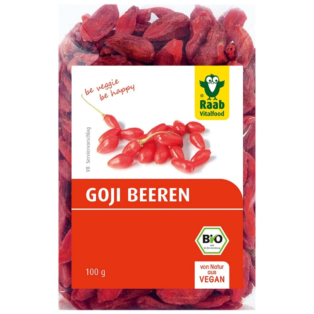 Raab Vitalfood Organiczne jagody goji, jakość premium, 500 gramów Naty Shop produkty suszone 100 gramów