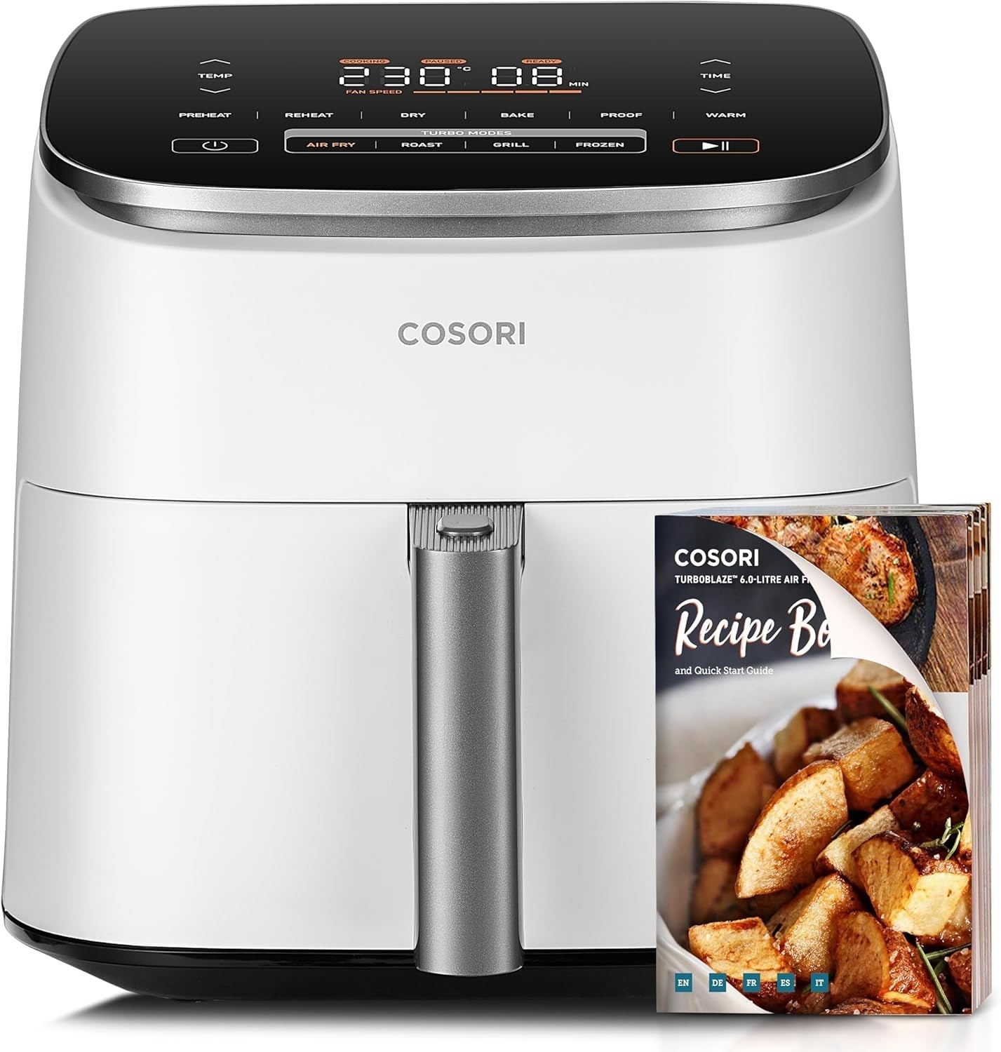 Cosori Turboblaze Frytkownica na gorące powietrze Airfryer, 9 w 1, 6 litrów, ciche urządzenia Naty Shop White Turboblaze