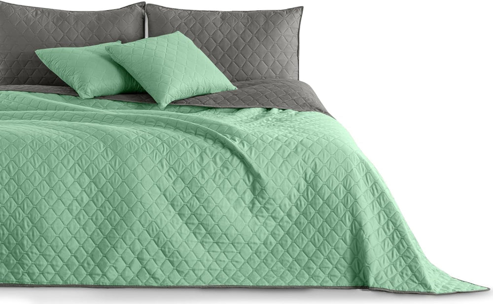 Narzuta Decoking 200 X 220 Cm Grafit Antracyt Srebrnoszary Dwustronna narzuta łatwa w utrzymaniu Axel Łóżka i koce Besuche den DecoKing-Store Axel Mint Steel 200 X 220 Cm