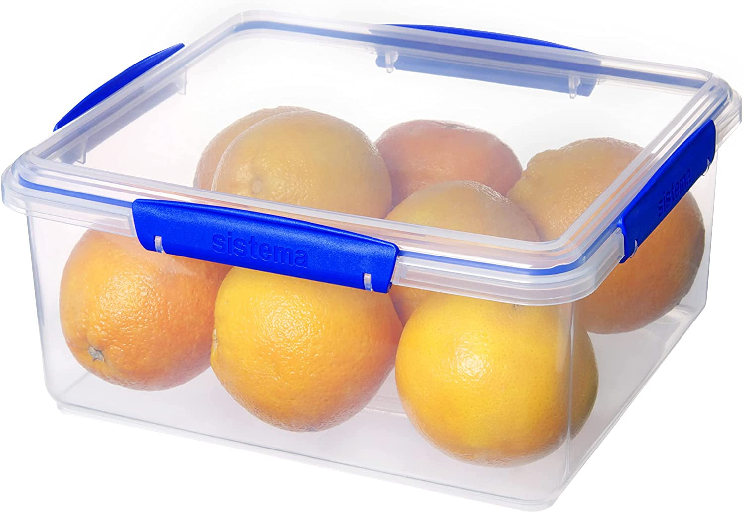 Borcan pentru depozitarea alimentelor Sistema KLIP IT, 5 litri, borcan de depozitare stivuibil și etanș cu capac, potrivit pentru frigider/congelator, plastic fără BPA, clipsuri albastre, 1 bucată (pachet de 2) Cutii depozitare alimente Naty Shop