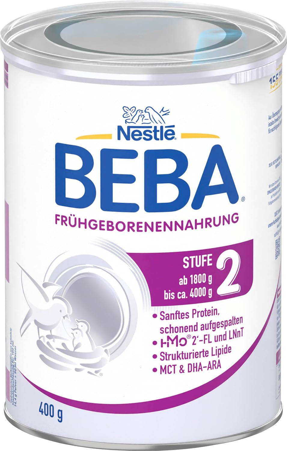 BEBA Premature Infant Formula Stage 2 - Wcześniaki po wypisie ze szpitala, żywność dla niemowląt, mleko w proszku dla niemowląt, 1 opakowanie (1 x 400 g)