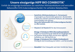 HiPP 2 Organic Combiotik (4 x 600g), mleko następne po 6 miesiącu, ze skrobią, naturalnymi kulturami kwasu mlekowego, GOS, Omega-3 (DHA, ALA), najwyższej jakości organicznej