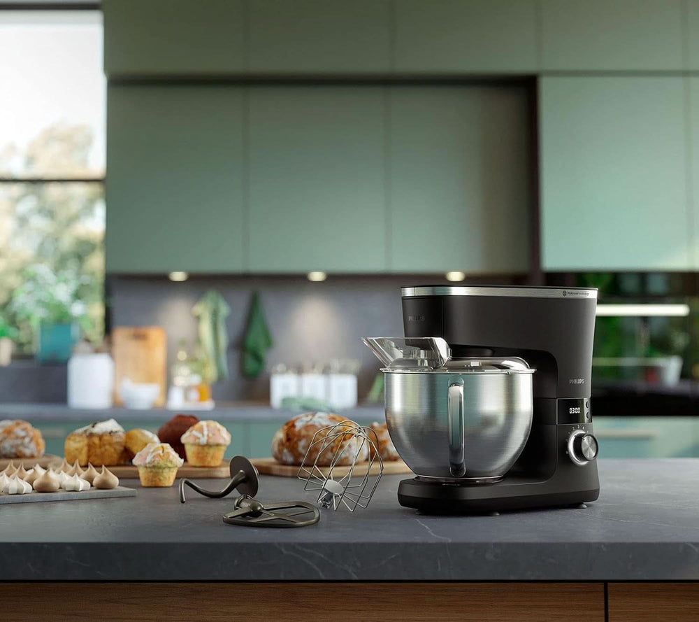 Philips Küchenmaschine serii 7000 — 5,5 litra, 1000 W, 8 prędkości, Proknead Technologie, Rezepte, LED Smart Timer, Knethaken, Schneebesen Und Rührbesen (HR7962/01) Sklep dla matek i dzieci Naty