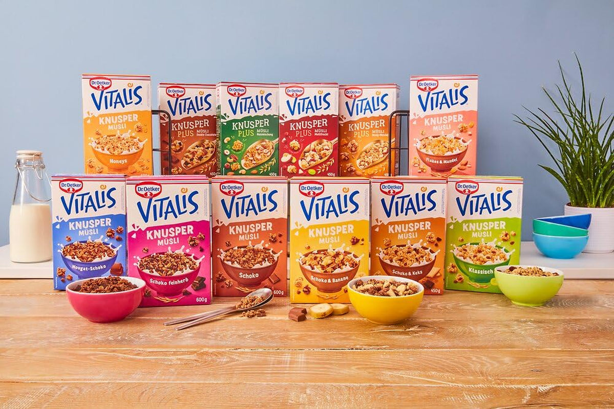 Dr. Oetker Vitalis Crunchy Flakes: Chrupiące musli z płatkami kukurydzianymi i kawałkami migdałów, opakowanie 5 szt. (5 x 600g)